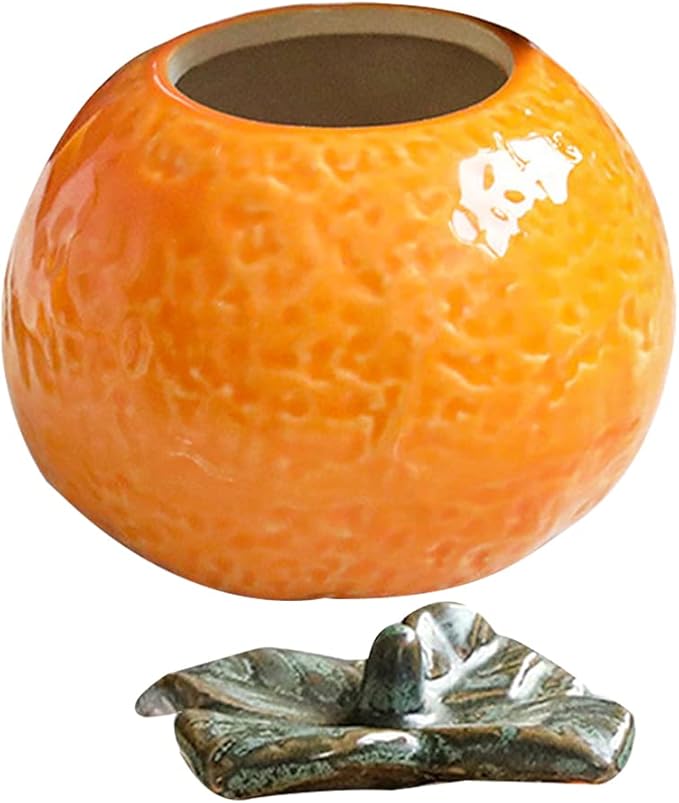 Ceramic Storage Jar Orange Canister Fruit Shape Food Storage Jar Cookie Jar Tabletop or Kitchen Storage Counter Decoration Housewarming Retro Classroom Decor