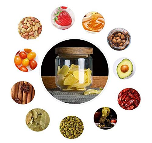 Glass Food Storage Jar 250ml/8.5oz Clear Glass Canister with Airtight Seal Acacia Wood Lids Kitchen Food Storage Container for Coffee Bean Loose Tea Spice Bottle Sugar Cookies Nuts Snack Candy Jar