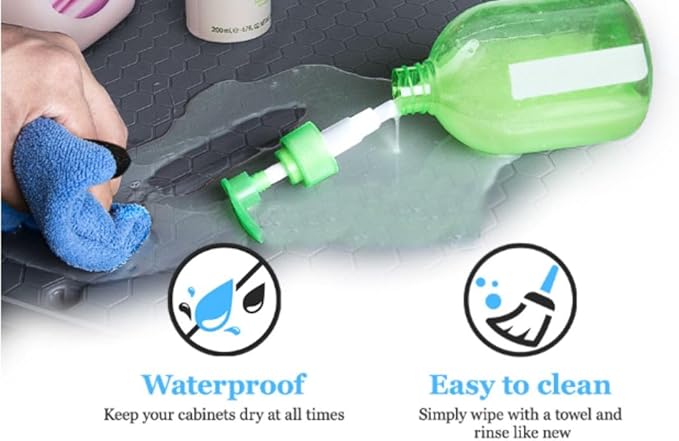 Kitchen Vista Under Sink Mat for kitchen and bathroom Cabinets 34’’ x 22’’ | Silicone Sink Cabinet Protector with Drain Hole,Flexible Sink Drip Tray | Under Sink Organizers and Storage, Grey