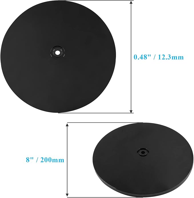 Jersvims 2Pcs 8 Inch Acrylic Turntable Platter, Black Turntable Organizer Round Rotating Plate for Kitchen Pantry Cabinet Desk Rack Spice Cake Cookie Decorating