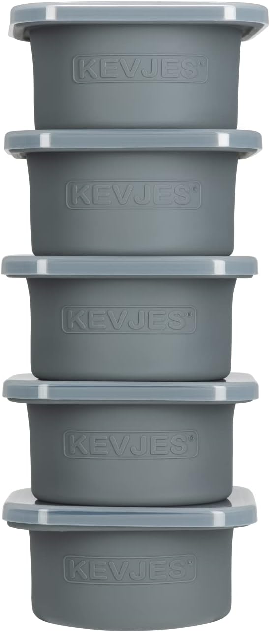 Stackable Silicone Artisan Pizza Dough Proofing Proving Containers with Lids-2/3/4/5 pack-500ml portion (Spacegrey, 5 PACK)