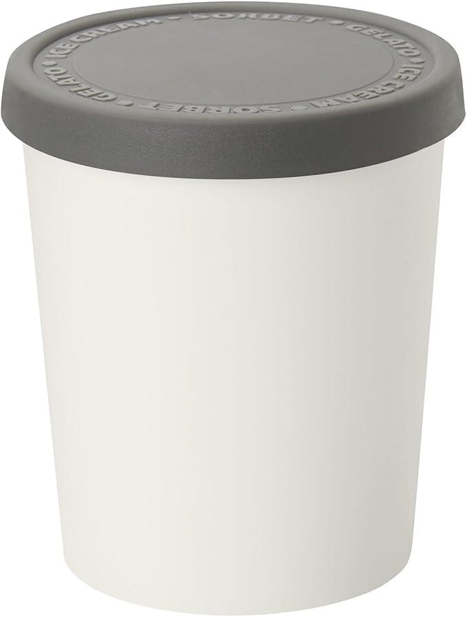 Tovolo Sweet Treat, Reusable Ice Cream Container for Homemade Ice Cream, Charcoal - 1 Quart Stackable Storage Tubs with Silicone Lids for Freezer - BPA-Free & Dishwasher-Safe