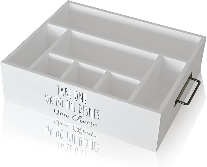 Paper Plate Holder, Plastic Silverware Caddy, Plastic Utensil Dispenser for Party Buffet Camping BBQ, Disposable Spoon Fork Knives Dish Cup Napkin Storage Organizer for Kitchen Counter (White)
