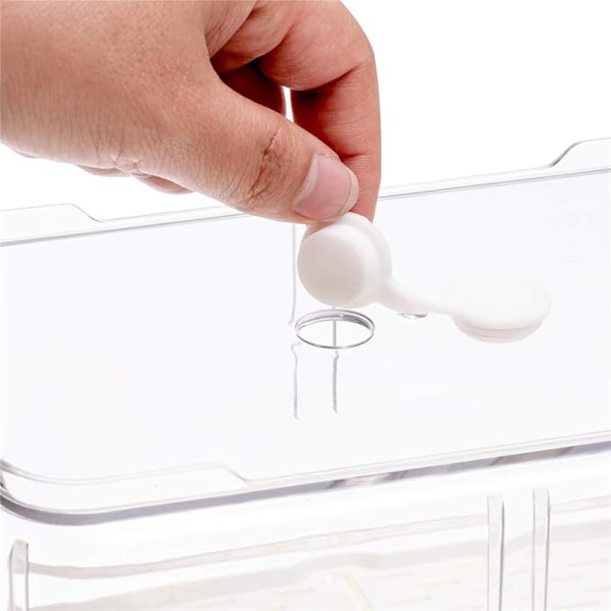 Fridge Food Storage Bin Containers Produce Saver, Stackable Freezer Bins Fresh Keeper Food Storage Containers for Fridge Freezer Cabinet Kitchen Organization, Set of 2
