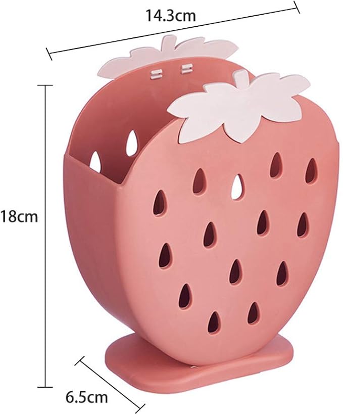 AKOAK 1 Pack Strawberry Chopsticks Stand, Cutlery Storage Box, Suitable for Storing Spoons, Chopsticks, Spoons, Knives and Other Kitchen Utensils (Date Red)