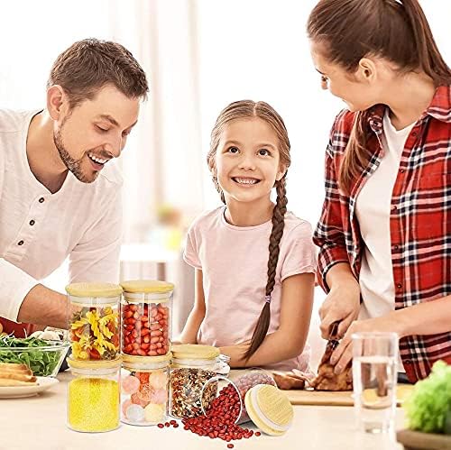 Glass Food Storage Jars Containers, 32oz Glass Storage Jar with Airtight Bamboo Lids Set of 6 Kitchen Glass Canisters For Coffee, Flour, Sugar, Candy, Cookie, Spice and More