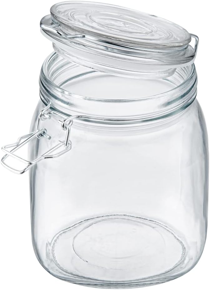 Restaurantware Vetri 30.4 Ounces Glass Storage Jars 3-Piece Dishwashable Glass Cookie Jars - Airtight Seal Hot & Cold Friendly Clear Glass Glass Candy Jars For Kitchen Laundry Or Storage