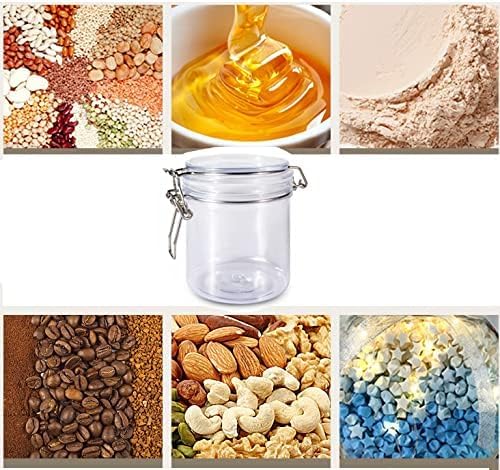 1 Pcs 500ml PET Plastic Storage Jars with Airtight Hinged Lids,Durable Clear Wide Mouth canning Jars for Food Storage Oats Canning Cereal Pasta Sugar Coffee Nuts Spices