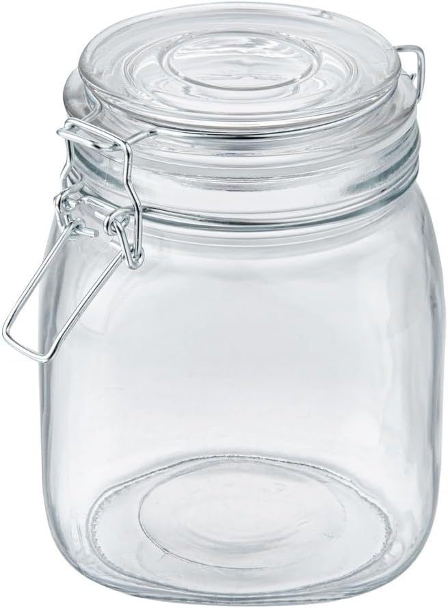 Restaurantware Vetri 30.4 Ounces Glass Storage Jars 3-Piece Dishwashable Glass Cookie Jars - Airtight Seal Hot & Cold Friendly Clear Glass Glass Candy Jars For Kitchen Laundry Or Storage