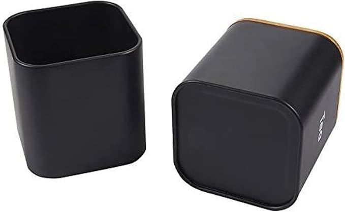 Juvale Coffee Tea Sugar Container Set - Black Iron Kitchen Canister Set with Bamboo Lids (3 Pieces, 48 oz)