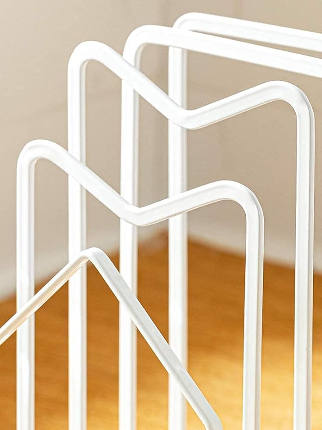 LINFIDITE Cutting Board Rack Chopping Board Organizer Stand Holder Kitchen Countertop Pots Pan Lids Rack Organizer Flat Steel 4.92Lx5.71Wx8.46H in. White