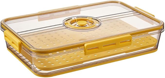 CottonColors Fridge Organizer, Food Storage Containers With Lids for Timer & Drain Board Stackable Refrigerator Organizers and Storage(Short, Large, 2 L)