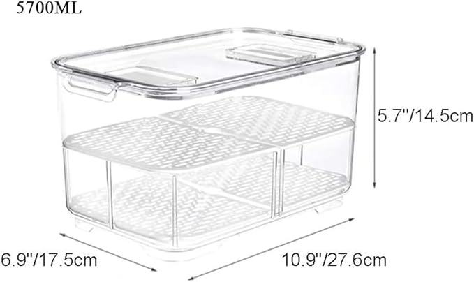 Fridge Produce Saver Containers - Storage Bins for Freezer With Lids and Removable Drain Tray - Fresh Keeper Organizer - 2 Pack