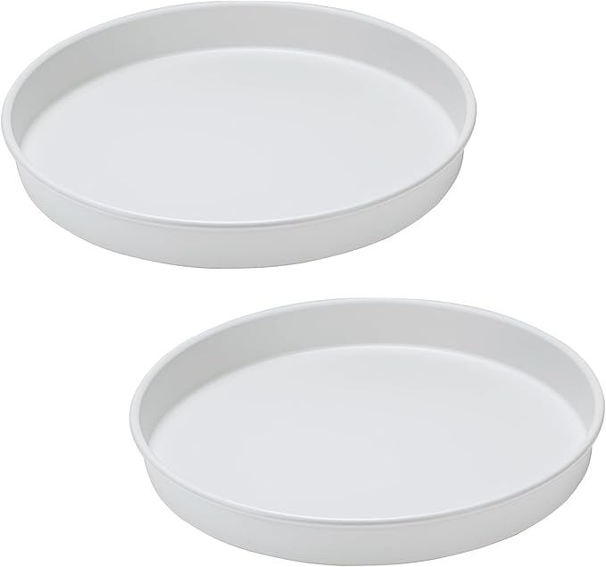 Amolliar Lazy Susan Turntable Organizer, White 10" 2 Pack, Non-Skid Metal Rotating Spice Rack for Kitchen, Fridge, Cabinet, Countertop, Vanity, Pantry Storage, Farmhouse Decor, Under Sink Organizer