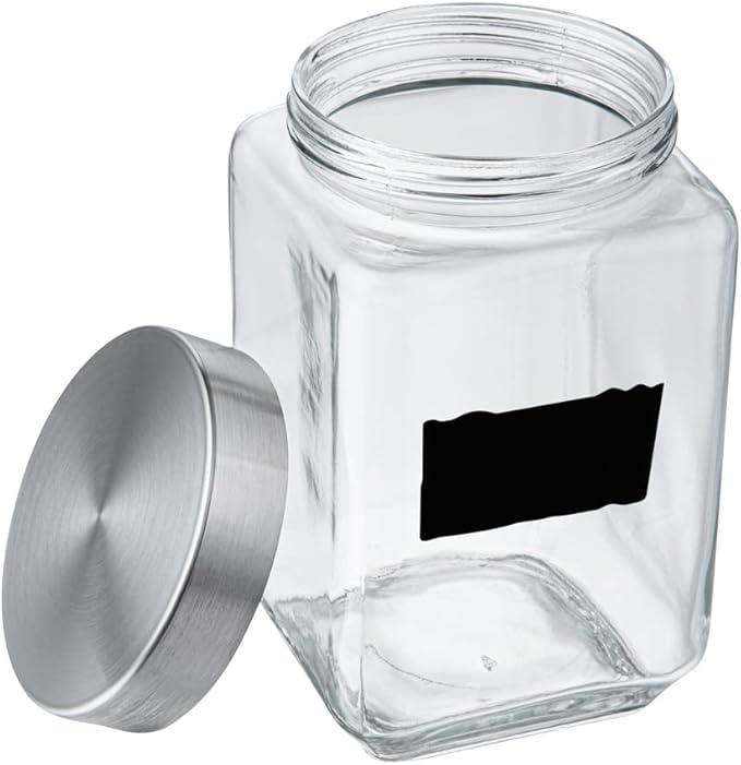Restaurantware Vetri Glass Storage Jar Set 3-Piece Dishwashable Glass Cookie Jars - Airtight Seal Hot & Cold Friendly Clear Glass Glass Candy Jars For Kitchen Laundry Or Storage