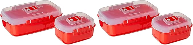 Sistema Microwave Food Storage Containers with Steam Release Vent, Dishwasher Safe Red