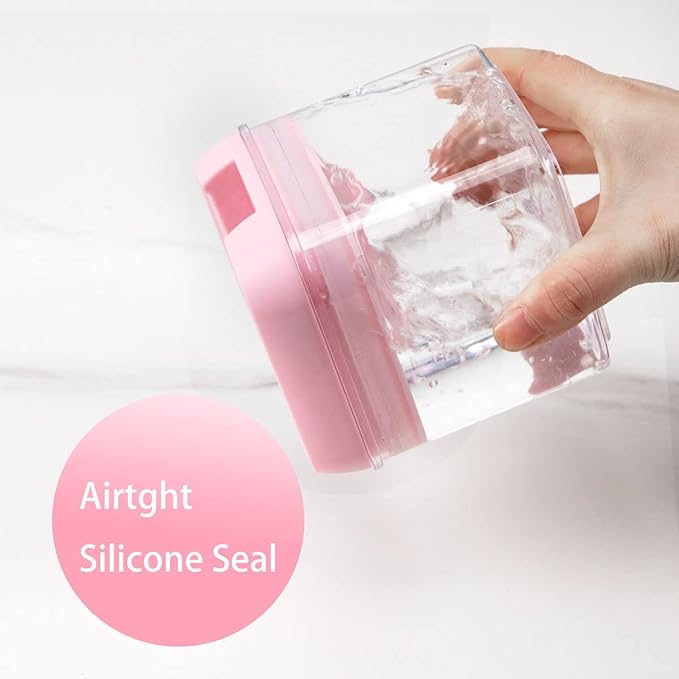 U-QE Airtight Food Storage Container Set-10 Piece BPA Free Clear Plastic Cereal Canisters with Easy Lock Lids-Kitchen & Pantry Organization Containers for Sugar, Flour, Cereal, Labels & Marker(Pink)