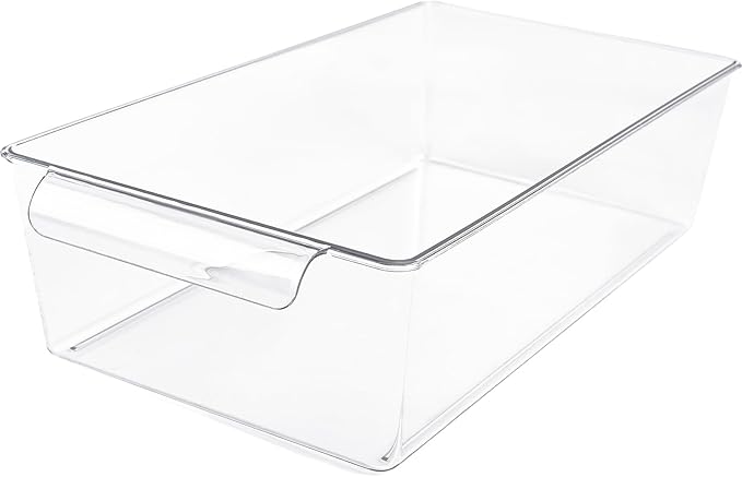 1 Pack 2-Tier Bathroom Under Sink Organizers and Storage - Clear Stackable Containers for Kitchen, Pantry, Vanity, Medicine Cabinet, Makeup, and Counter with Pull-Out Track