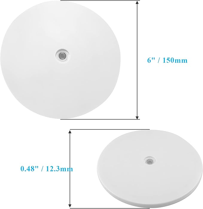 Jersvims 2Pcs 6 Inch Acrylic Turntable Platter, White Turntable Organizer Round Rotating Plate for Kitchen Pantry Cabinet Desk Rack Spice Cake Cookie Decorating