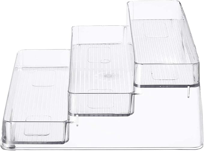 Home Intuition 3-Tier Spice Rack Step Shelf Cabinet Organizer, Clear (2)