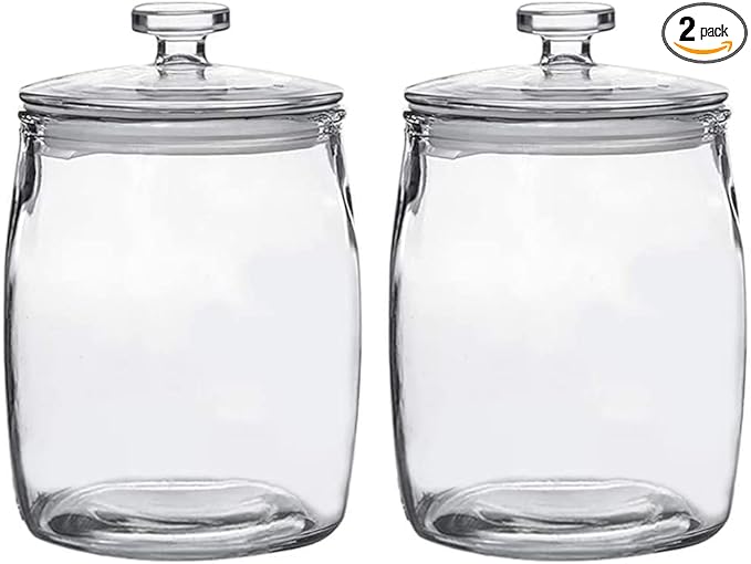 Half Gallon Glass Jars with Lid, Wide Mouth Cookie Jars Set of 2, Apothecary Jar for Candy, Glass Canisters for Kitchen Storage and Laundry Organization