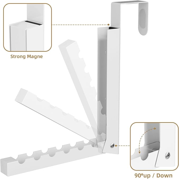 2 Pack Over The Door Hangers for Clothes, Folding Over The Door Drying Rack for Laundry,Over The Door Clothes Hanger,Overdoor Hanger Hook Coat Rack, Drying Rack for Dorm, Portable,White