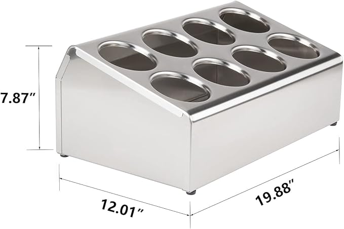 Commercial Utensil Holder for Kitchen Counter, Silverware Organizer 8 Cups Large Utensil Holder Stainless Steel for Restaurant, Metal Utensil Caddy Cutlery Organizer for Countertop, Silver