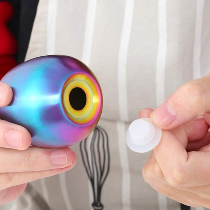 Rainbow Stainless Steel Egg Shaped Salt Pepper Shaker Set Salt & Pepper Dispenser 2 Pieces salt shakers for Kitchen (Rainbow)