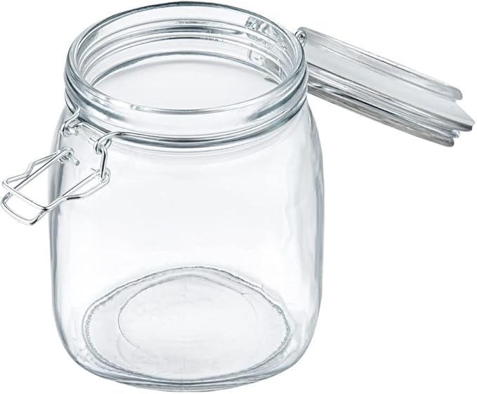 Restaurantware Vetri 30.4 Ounces Glass Storage Jars 3-Piece Dishwashable Glass Cookie Jars - Airtight Seal Hot & Cold Friendly Clear Glass Glass Candy Jars For Kitchen Laundry Or Storage