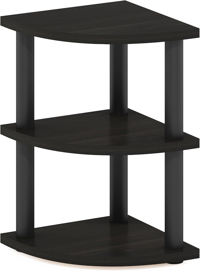 Furinno Turn-N-Tube 3-Tier Corner Countertop Organizer Shelf, Espresso/Black