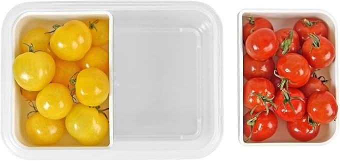 carrotez Food Storage Containers with 2 Removable Compartments, Snack Containers with Airtight Lids, Portion Control Container, Reusable, BPA Free, 2 Cup (480ml)