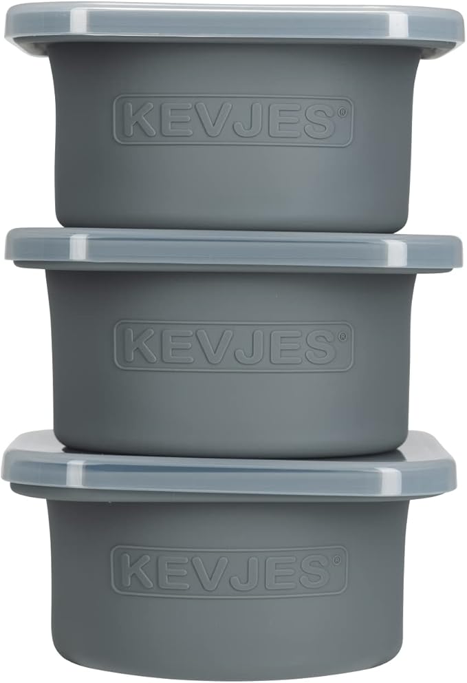 Stackable Silicone Artisan Pizza Dough Proofing Proving Containers with Lids-2/3/4/5 pack-500ml portion (Spacegrey, 3 PACK)