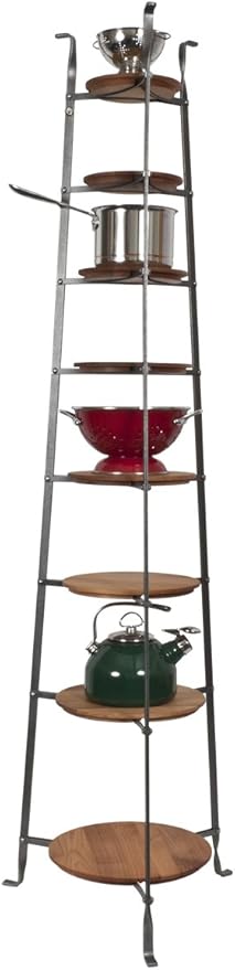 Enclume 8-Tier Cookware Stand, Free Standing Pot Rack, Hammered Steel ( Unassembled)