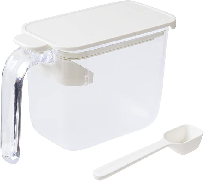 K736W Seasoning Pot with Spoon, White, Condiment Container (with Gasket, Moisture Resistant), Salt and Sugar Container (Good Lock Container)