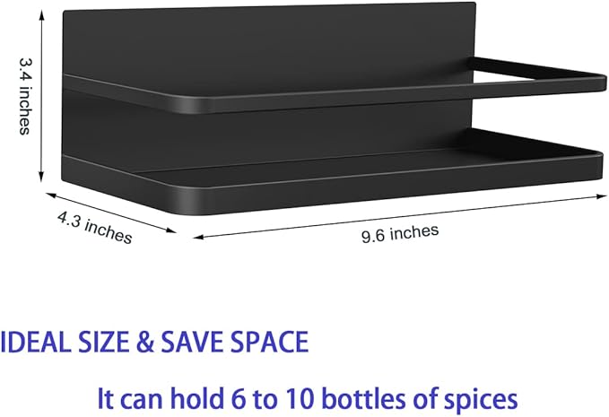 Magnetic Spice Rack Organizer Single Tier Refrigerator Spice Storage Shelf, kitchen organization, Easy to Install the Side of Refrigerator Can Hold spices,Jar of Olive Oil, Pepper, Small Things
