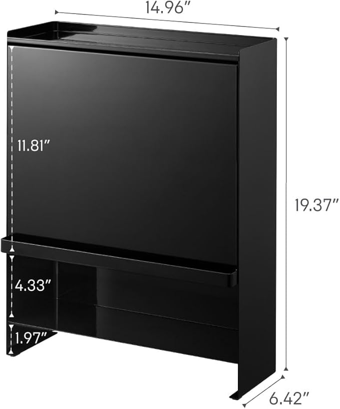 Yamazaki Home Seasoning Condiments Spice Rack with Door, Large Kitchen Multi-Tier Metal Shelves | Steel, One Size, Black