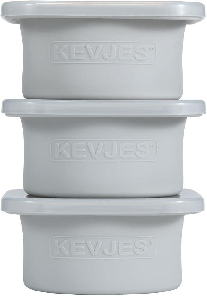 Stackable Silicone Artisan Pizza Dough Proofing Proving Containers with Lids-2/3/4/5 pack-500ml portion (Grey, 3 PACK)