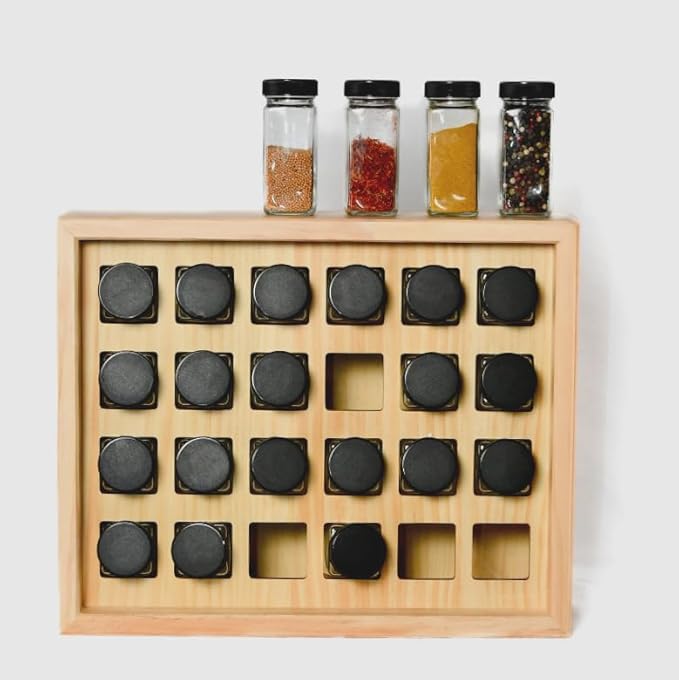 The Rack Co. 24 spice jars counter top wood cabinet