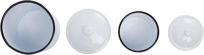 Creative Co-Op Set of 2 White Enameled Canisters with Lids