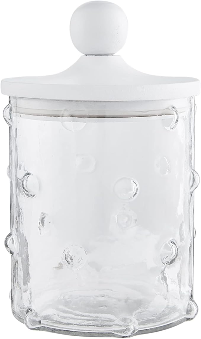 Mud Pie Hobnail Glass Canister, Medium, 9" x 5.5"dia