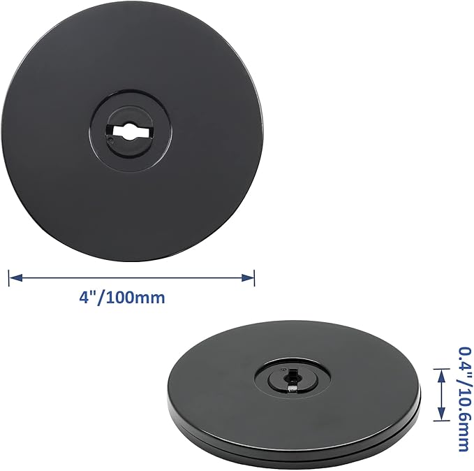4 Inch Acrylic Turntable Organizer, 2 Pcs Black 360 Degree Rotation Round Turntable for Kitchen Pantry Table Countertop Cabinet Decorating