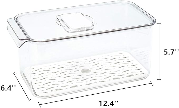 Slideep Refrigerator Food Storage Containers, Produce Saver Stackable Container with Lids & Removable Drain Tray, Freezer Bins Stay Fresh Lettuce Salad Container for Fridge