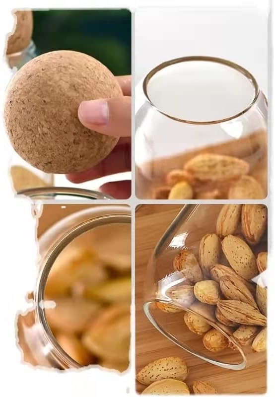 Glass Jars with Cork Lids, Candy Jar with Lid, Coffee jar for Counter, Cookie Jar with Airtight Lids, Clear Glass Jar for Candy, Tea, Coffee Bean, Sugar, Spices, Apothecary etc (950ml/32oz)