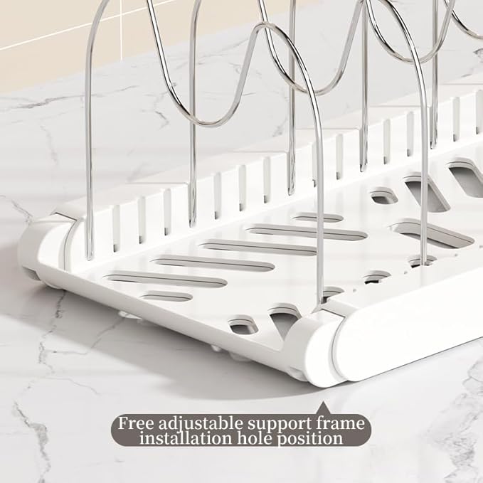 Pot Rack -Expandable Pan Organizer for Cabinet,Pot Lid Holder with 7 Adjustable Compartment for Kitchen Cabinet Cookware Baking Frying Rack,Apricot