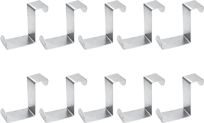 10 Pcs Over The Door Hooks Z-Shaped Hanging Hooks Dual Head Fits 3/4" and 1-3/4" Door Widths, Stainless Steel Reversible Single Hanger Hook for Door, Kitchen, Cabinet, Cupboard, Drawer