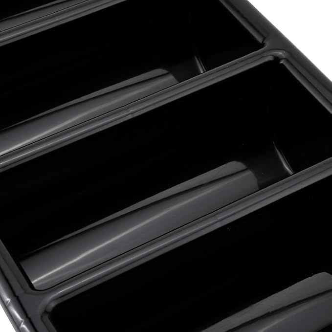 Restaurantware-21.9 x 14.2 x 3.5 Inch Silverware Organizer, 1 Crack-Resistant Cutlery Tray - 4 Compartments, Built-In Handles, Black Plastic Utensils Drawer Holder, For Kitchen Organization