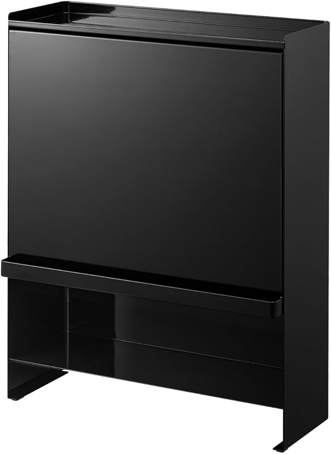 Yamazaki Home Seasoning Condiments Spice Rack with Door, Large Kitchen Multi-Tier Metal Shelves | Steel, One Size, Black