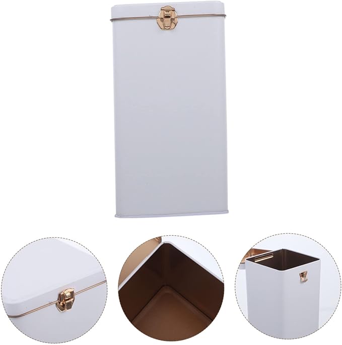 Metal Tea Canister with Airtight Lids Candy Jar Kitchen Storage Jar Tea Tin Tins Tea Storage Jar Jars with Lid Food Storage Tin Container White Tea Box Loose Tea Tinplate