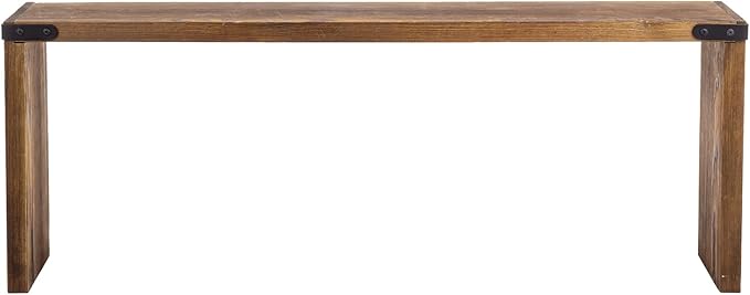 MyGift 34 Inch Over The Stove Spice Rack Deluxe Rustic Burnt Brown Solid Wood Display Shelf with Industrial Black Metal Corner Bracket Decoration Accents