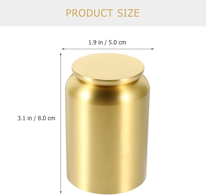 Copper Canister Tea Storage Jar Kitchen Food Canister Brass Tea Can Storage Tank Airtight Sealing Jars for Coffee Bean (Bottle Mouth: 3.2CM, Height: 6.7CM)